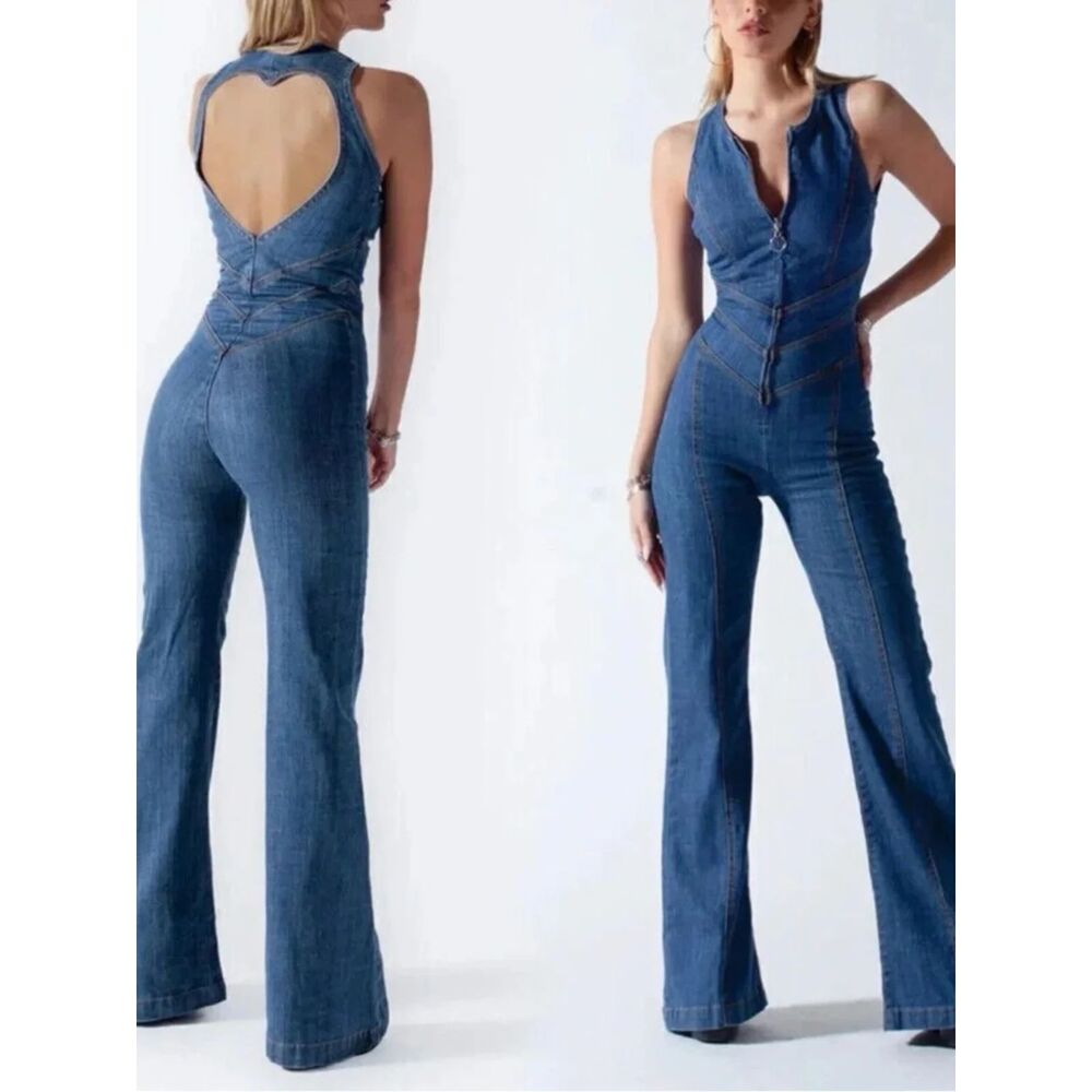 Revice Hollywood Heart Throb Denim Jumpsuit - M